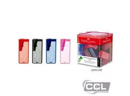 Apontador de pl�stico com dep�sito Faber Castell -unidade