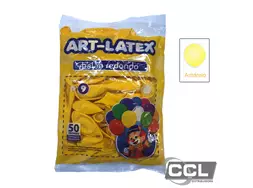 Bal�o n� 9 redondo liso amarelo pacote com 50 unidades Art-Latex
