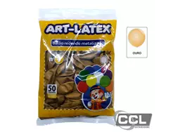 Bal�o n� 9 redondo liso ouro pacote com 50 unidades Art-Latex