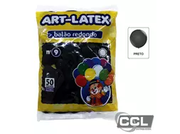 Bal�o n� 9 redondo liso preto pacote com 50 unidades Art-Latex