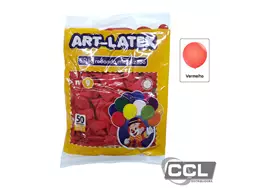 Bal�o n� 9 redondo metalizado vermelho pacote com 50 unidades Art-Latex