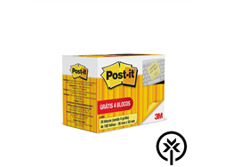 Bloco post-it 653 38mm x 50mm amarelo com 20 + 4 gr�tis com 100 folhas cada 3M