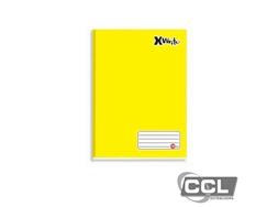 Caderno brochur�o 1/4 capa dura costurado 96 folhas amarelo M�xima