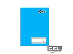 Caderno brochur�o capa dura costurado 96 folhas com pauta azul M�xima