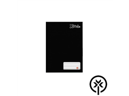 Caderno brochur�o capa dura costurado 96 folhas com pauta preto M�xima