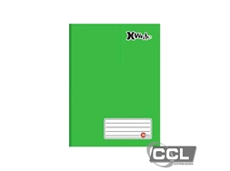 Caderno brochur�o capa dura costurado 96 folhas com pauta verde M�xima