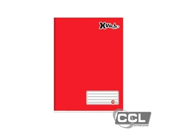 Caderno brochur�o capa dura costurado 96 folhas com pauta vermelho M�xima