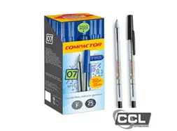 Caneta esferogr�fica Compactor 0,7mm preta caixa com 50 unidades