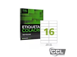 Etiqueta 34mm x 99,1mm com 100 folhas 1600 etiquetas Colacril - CA4362