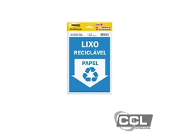 Etiqueta para sinaliza��o de lixo recicl�vel Papel/Pl�stico Pimaco