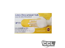 Luva de procedimento l�tex descart�vel tamanho G com 100 unidades Volk