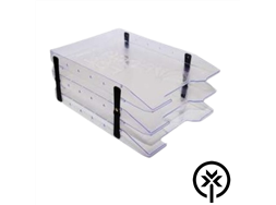 Papeleira acr�lica tripla cristal NovAcril