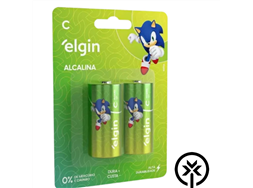 Pilha m�dia C alcalina Elgin blister com 2 unidades