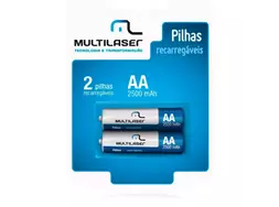 Pilha recarreg�vel AA 2500mah com 2 unidades Multilaser - CB053