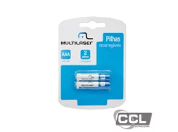 Pilha recarreg�vel AAA 1000mah com 2 unidades Multilaser - CB051