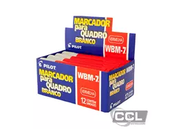 Pincel para quadro branco recarreg�vel WBM-7 vermelho Pilot caixa com 12 unidades