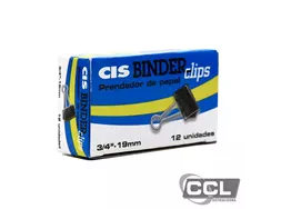 Prendedor de papel 19mm 60 folhas com 12 unidades CIS
