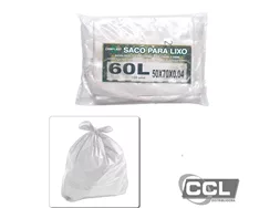 Saco de lixo 50 x 70 x 0,04mm 60l branco com 100 unidades CRW