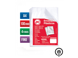 Saco pl�stico A4 4 furos 0,06 fino com 100 unidades DAC 5070A4